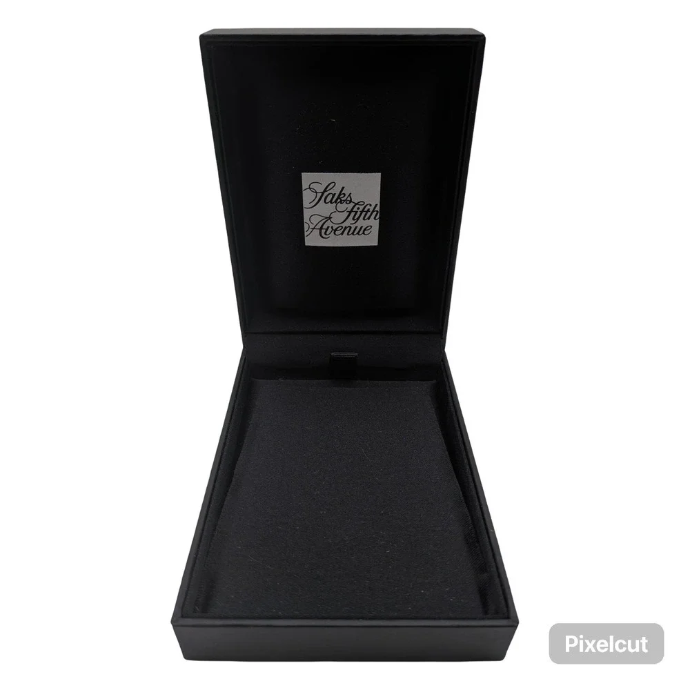 Saks Fifth Avenue Black Jewelry Gift Box Empty Padded Interior Logo 5.25x4x1.25